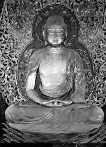 photograph of a statue of a sitting buddha