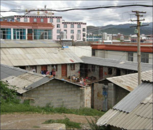 view of a courtyard house among other houses