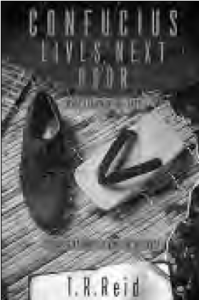 Book cover of "Confucius Lives Next Door." The cover image shows a Western style shoe and a traditional Japanese style shoe (geta).