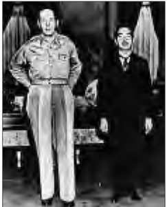 photo of two men, one in military uniform and another in a suit