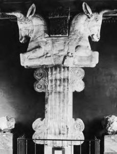 photo of a pillar with a horse head design at the top