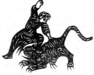 illustration of a man fighting a tiger