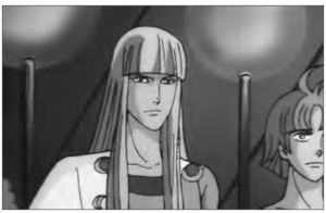 anime screencap of a man with long hair