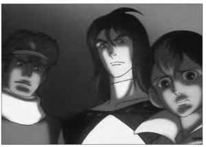 anime screencap of three men looking down