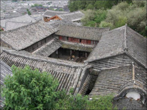 aerial view of a house with an inner courtyard