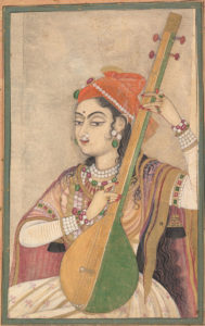 painting of a woman playing a tanpura