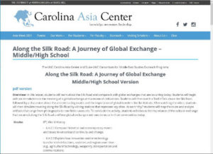 website screenshot of Carolina Asia Center website. 