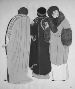 illustration of three women in fur robes