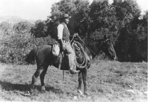 Photograph of George McJunkin riding a horse, taken in about 1907.
