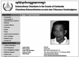 Screenshot of Kaing Guek Eav's case page