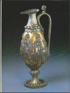 Ewer with mythological scenes, silver with gilt decoration.