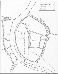 line drawing of the layout of the capital during the reign of Rama