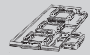 A image of home showing with outer and inner courtyard.