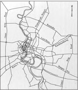 line drawing of major roads in the Bangkok Metropolitan Area