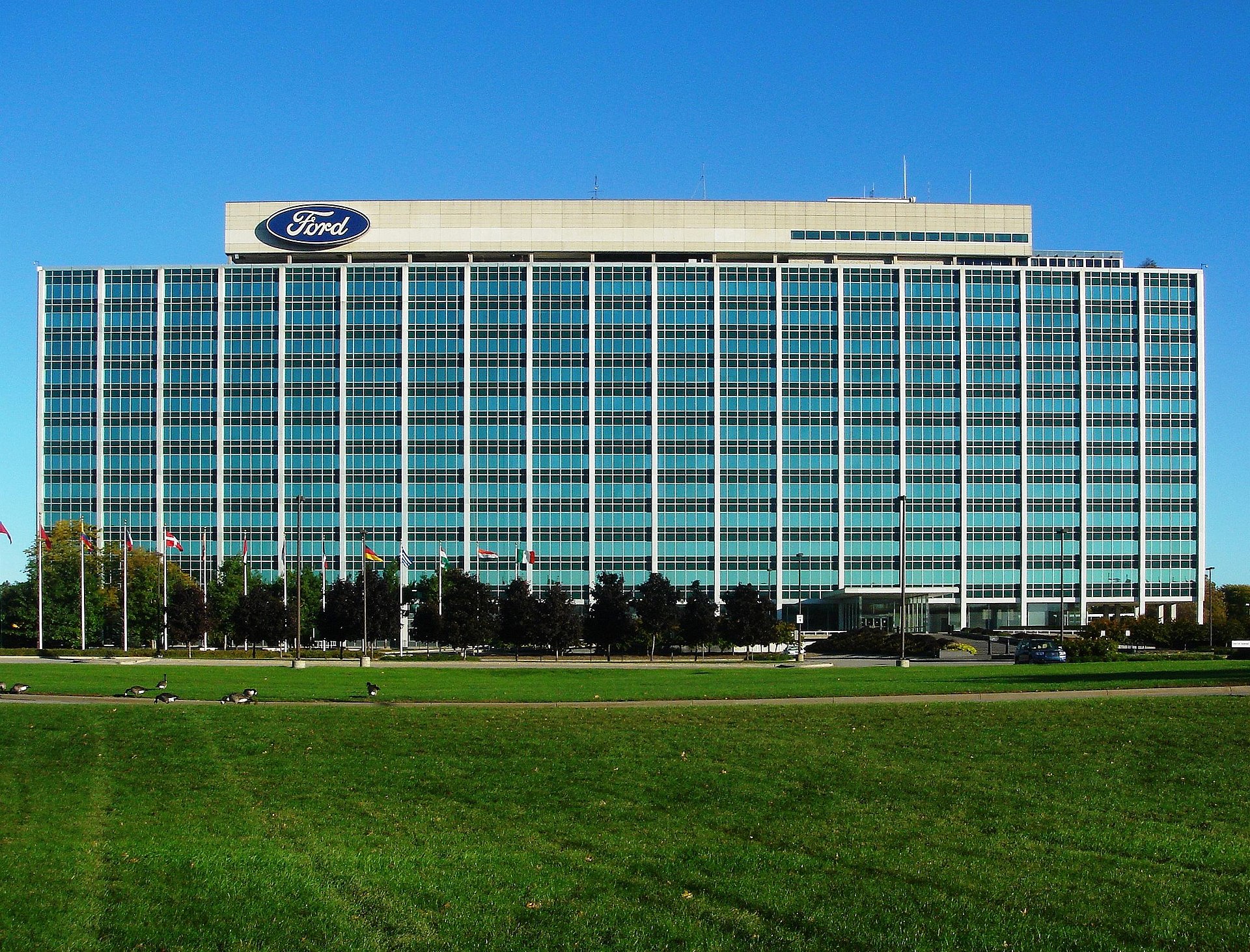 Ford Motor Company headquarters building in Dearborn, Michigan.