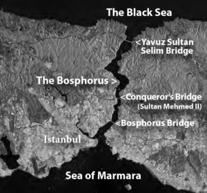 Satellite image of the Bosphorus Strait.