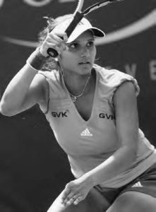 photo of a young woman with a tennis racket