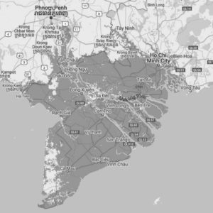 A map of the flood projection in the Mekong River delta. 