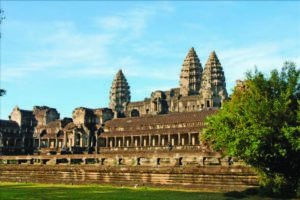 Angkor Wat is an enormous Buddhist temple complex located in northern Cambodia. It was originally built in the first half of the 12th century as a Hindu temple. Spread across more than 400 acres, Angkor Wat is said to be the largest religious monument in the world.