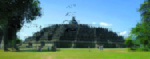 A 9th century large religious shrine in Indonesia.