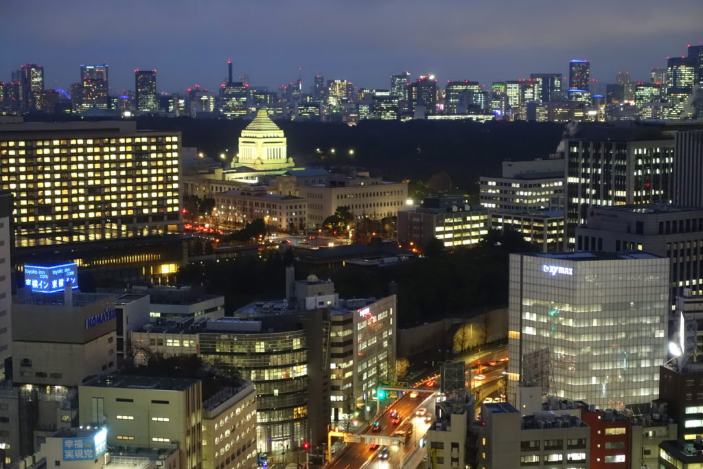 photo of a city at night