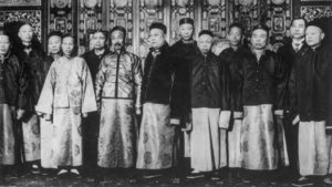several men stand in chinese garb 
