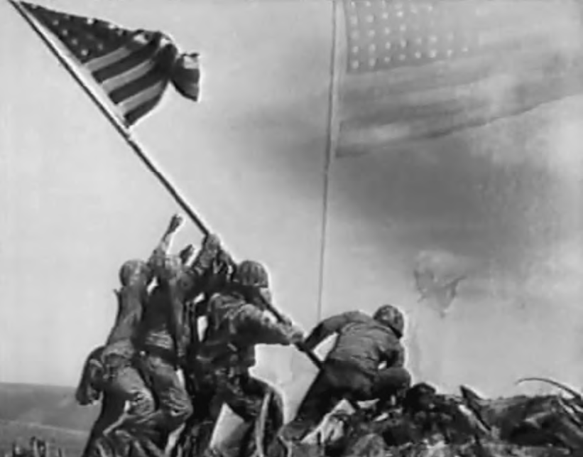 American soldiers raising the flag at Iwo Jima.