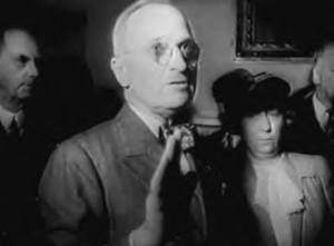 Truman being sworn in as President on April 12, 1945.
