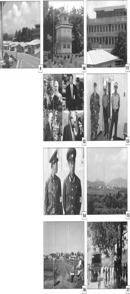 photo grid of several men in military uniforms and buildings