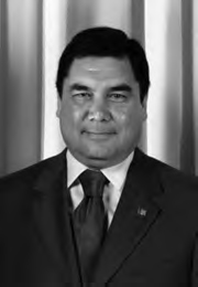 President Gurbanguly Berdimuhamedow of Turkmenistan, a middle aged man wearing a suit. 