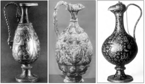 photographs of three vases