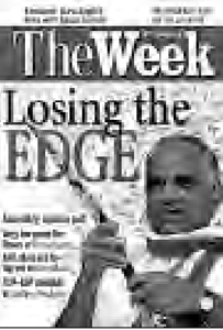 Cover of "The Week: Losing the Edge." Including the title, some descriptive words and a picture of a man holding something. 