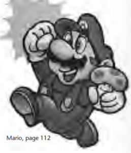 illustration of Nintendo's Mario holding a mushroom and doing his iconic jump with hand in the air