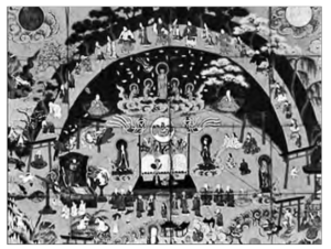 Image shows many Buddhist gods