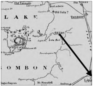 Map of Lipa townships, Lake Taal, Batangas Province