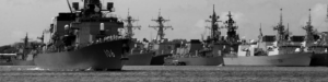 Image of many warships at sea