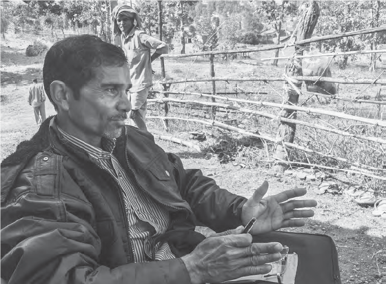 Photo of a India man sitting in the village