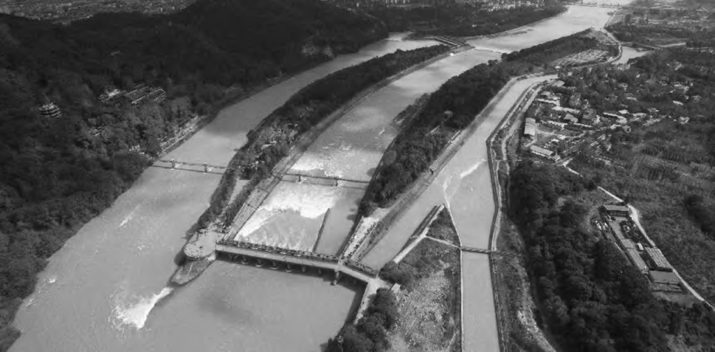 Aerial view of the Du Jiangyan irrigation system