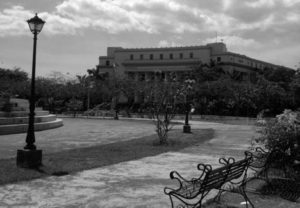 photo of a building and some benches