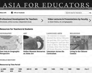 Screen capture of Asia for Educators page. 