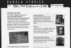 screencapture of the front webpage for bangla stories