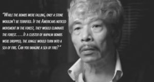 Bao Ninh was the first NVA (North Vietnamese Army) soldier to release a novel about the war. Source: Screen capture from episode 8 of the documentary The Vietnam War by Ken Burns and Lynn Novick. Information used for caption taken from episode 10. © 2017 Vietnam Film Project, LLC