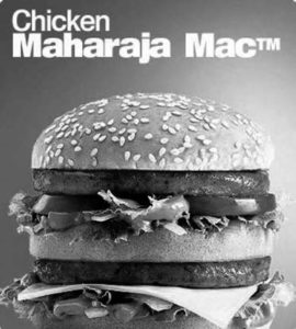 advertisement for a chicken maharaja mac