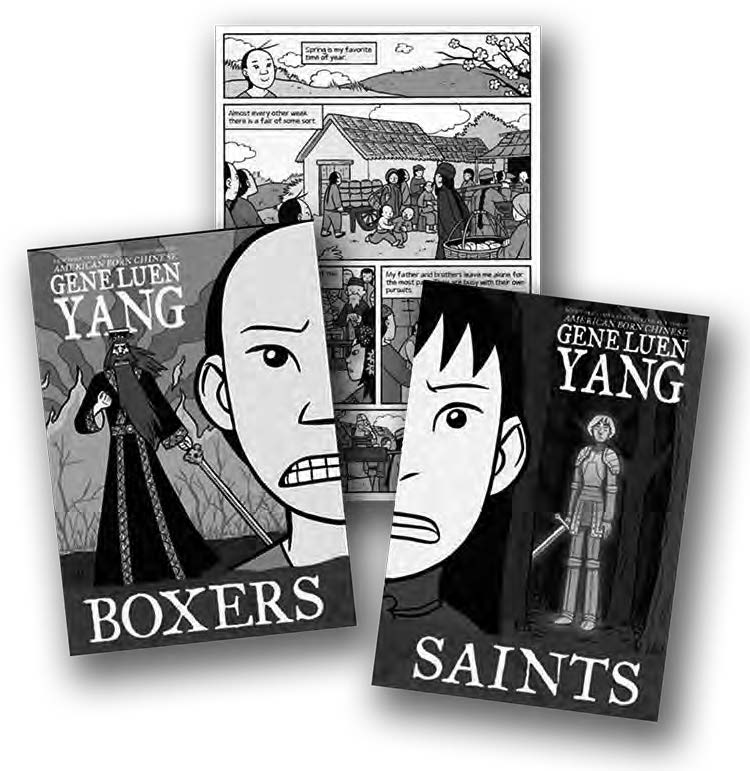 Picture of the graphic novels "Boxers" and "Saints" by Gene Luen Yang 