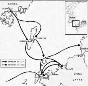 map of mongol invasion of japan
