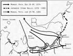 map of mongol invasion of japan