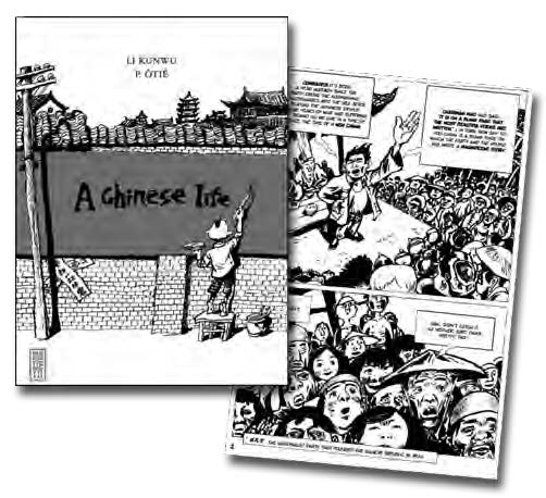 Picture of the book cover and panels of the graphic novel "A Chinese Life."