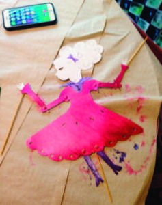 A simple paper Juliet puppet under construction. 