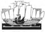 a drawing of two ships in comparison to each other. one is three times the size of the other, with the santa maria being the smaller ship