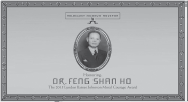 A metal plaque commemorating Dr. Feng Shan Ho for his heroic efforts in saving Jews during World War Two. The plaque features a smiling image of Dr. Feng Shan Ho, honoring his courageous actions and humanitarian contributions during that historical period.